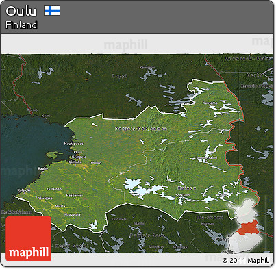 Satellite 3D Map of Oulu, darken