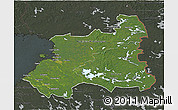 Satellite 3D Map of Oulu, darken, semi-desaturated