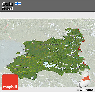 Satellite 3D Map of Oulu, lighten