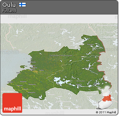 Satellite 3D Map of Oulu, lighten