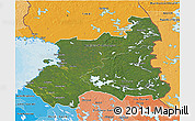 Satellite 3D Map of Oulu, political shades outside