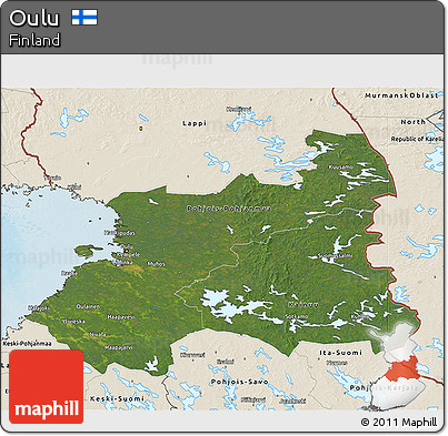 Satellite 3D Map of Oulu, shaded relief outside