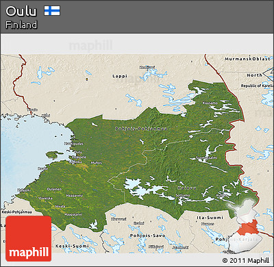 Satellite 3D Map of Oulu, shaded relief outside