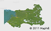 Satellite 3D Map of Oulu, single color outside