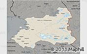 Shaded Relief 3D Map of Oulu, darken, semi-desaturated