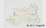Shaded Relief 3D Map of Oulu, lighten, semi-desaturated