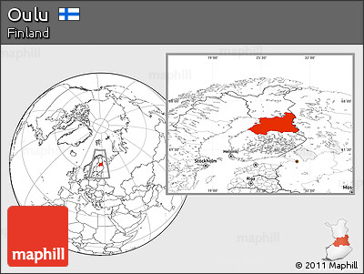 Blank Location Map of Oulu, within the entire country