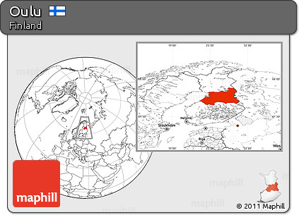 Blank Location Map of Oulu, within the entire country