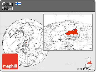 Blank Location Map of Oulu, within the entire country