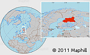 Gray Location Map of Oulu, within the entire country