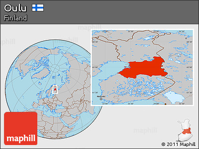 Gray Location Map of Oulu
