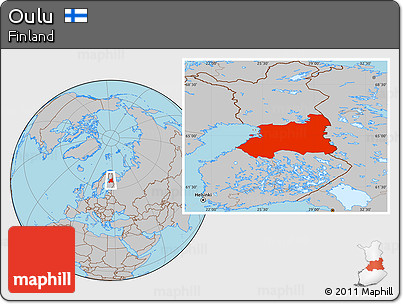 Gray Location Map of Oulu
