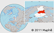 Gray Location Map of Oulu, highlighted country, within the entire country