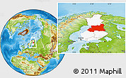 Physical Location Map of Oulu, highlighted country, within the entire country