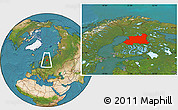 Satellite Location Map of Oulu, within the entire country