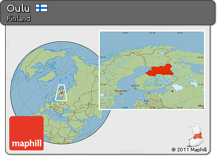 Savanna Style Location Map of Oulu, within the entire country