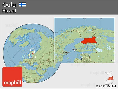 Savanna Style Location Map of Oulu, within the entire country