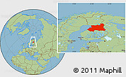 Savanna Style Location Map of Oulu, within the entire country