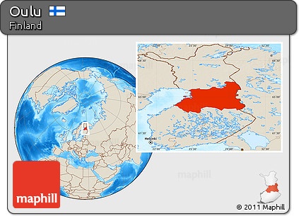 Shaded Relief Location Map of Oulu