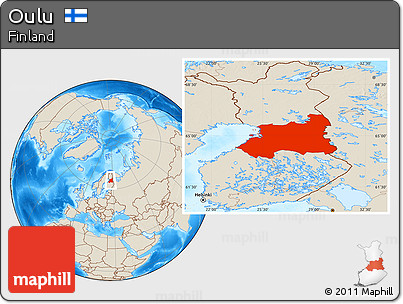 Shaded Relief Location Map of Oulu