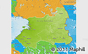 Physical Map of Oulu, political outside