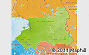 Physical Map of Oulu, political shades outside