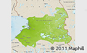Physical Map of Oulu, shaded relief outside