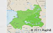 Political Shades Map of Oulu, shaded relief outside