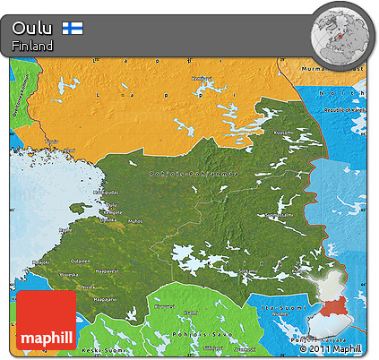 Satellite Map of Oulu, political outside