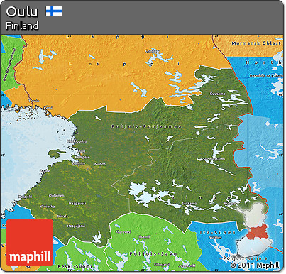 Satellite Map of Oulu, political outside