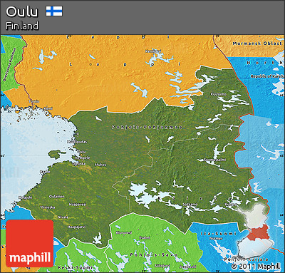Satellite Map of Oulu, political outside