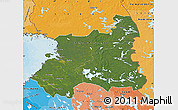 Satellite Map of Oulu, political shades outside