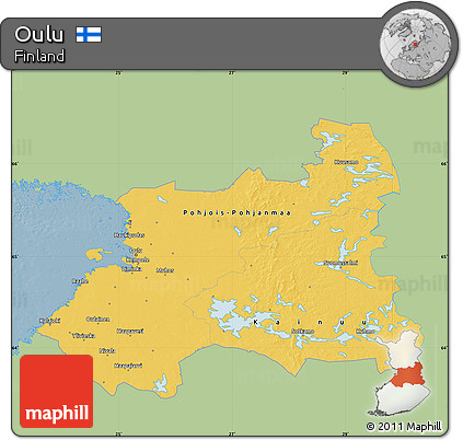 Savanna Style Map of Oulu, single color outside