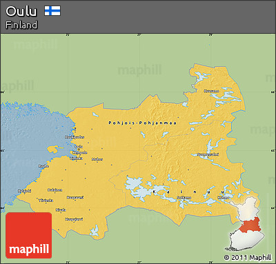 Savanna Style Map of Oulu, single color outside