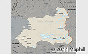 Shaded Relief Map of Oulu, darken, semi-desaturated