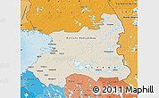 Shaded Relief Map of Oulu, political shades outside
