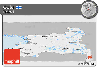 Gray Panoramic Map of Oulu, single color outside
