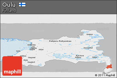 Gray Panoramic Map of Oulu, single color outside