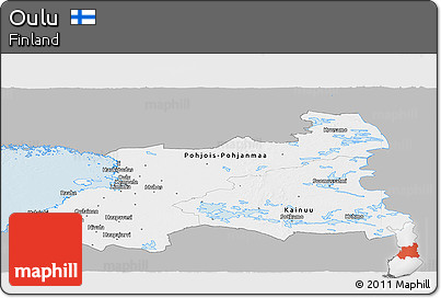 Gray Panoramic Map of Oulu, single color outside