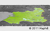 Physical Panoramic Map of Oulu, darken, desaturated