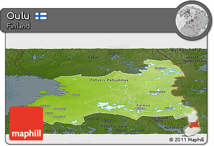 Physical Panoramic Map of Oulu, darken