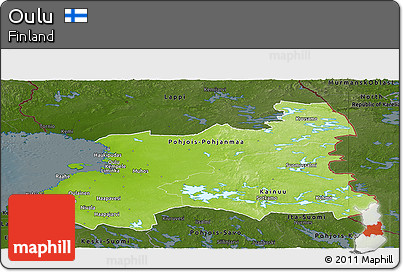 Physical Panoramic Map of Oulu, darken