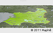 Physical Panoramic Map of Oulu, darken, semi-desaturated
