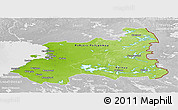 Physical Panoramic Map of Oulu, lighten, desaturated