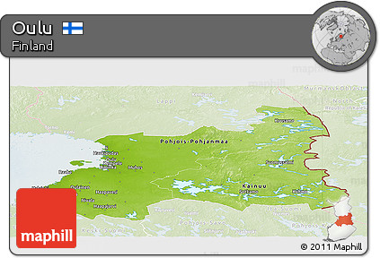 Physical Panoramic Map of Oulu, lighten
