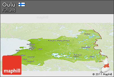 Physical Panoramic Map of Oulu, lighten