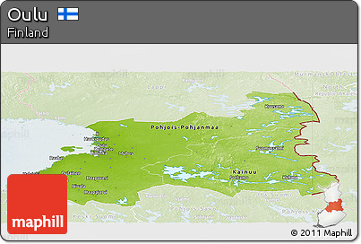 Physical Panoramic Map of Oulu, lighten