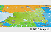 Physical Panoramic Map of Oulu, political outside