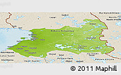 Physical Panoramic Map of Oulu, shaded relief outside