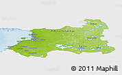Physical Panoramic Map of Oulu, single color outside
